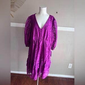 Maison Tara Vibrant Purple Long Sleeve Dress